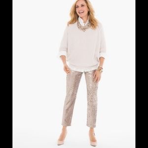 NWT Chicos Sequins Panne Tapered Ankle Pants